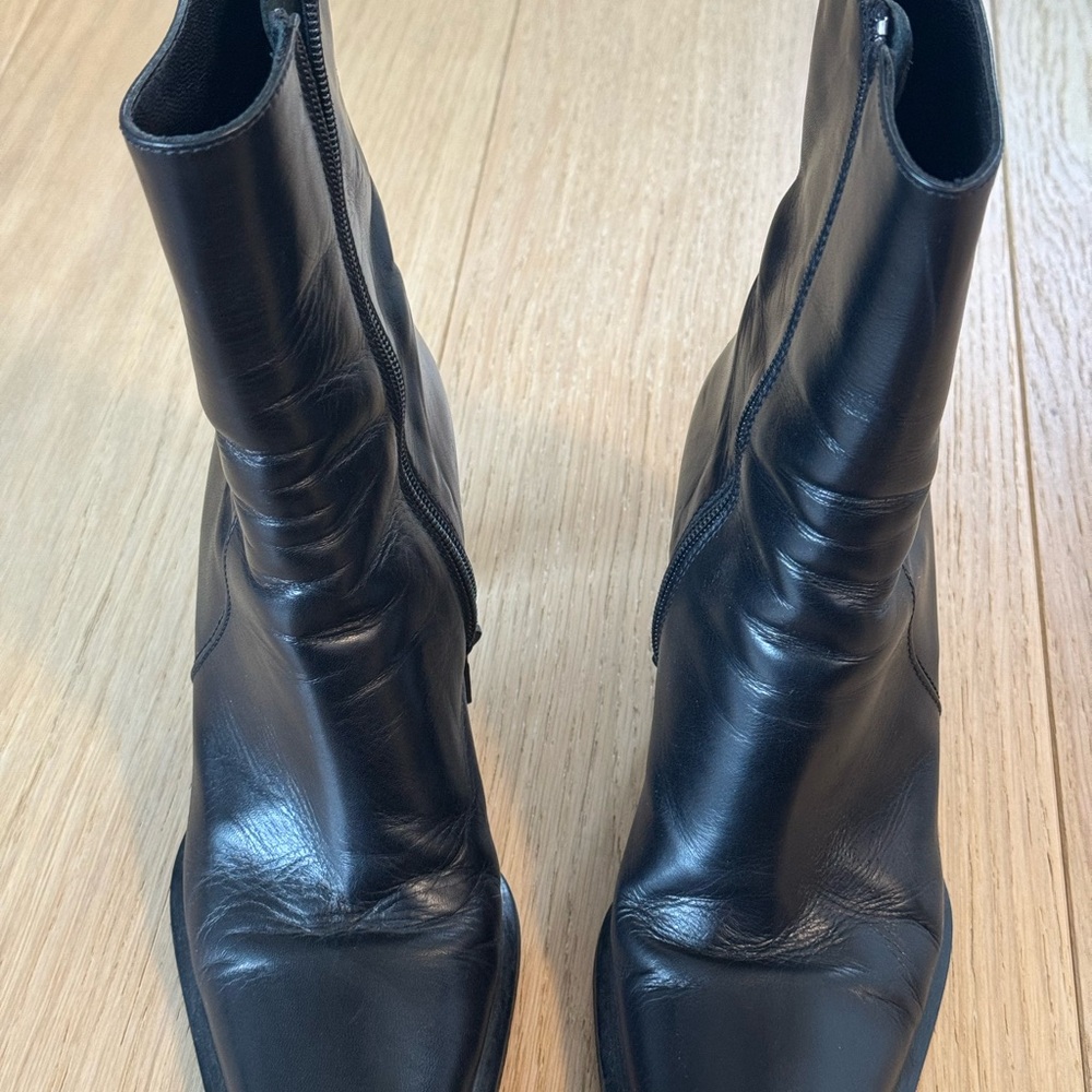 Black Italian Leather Ankle Boots